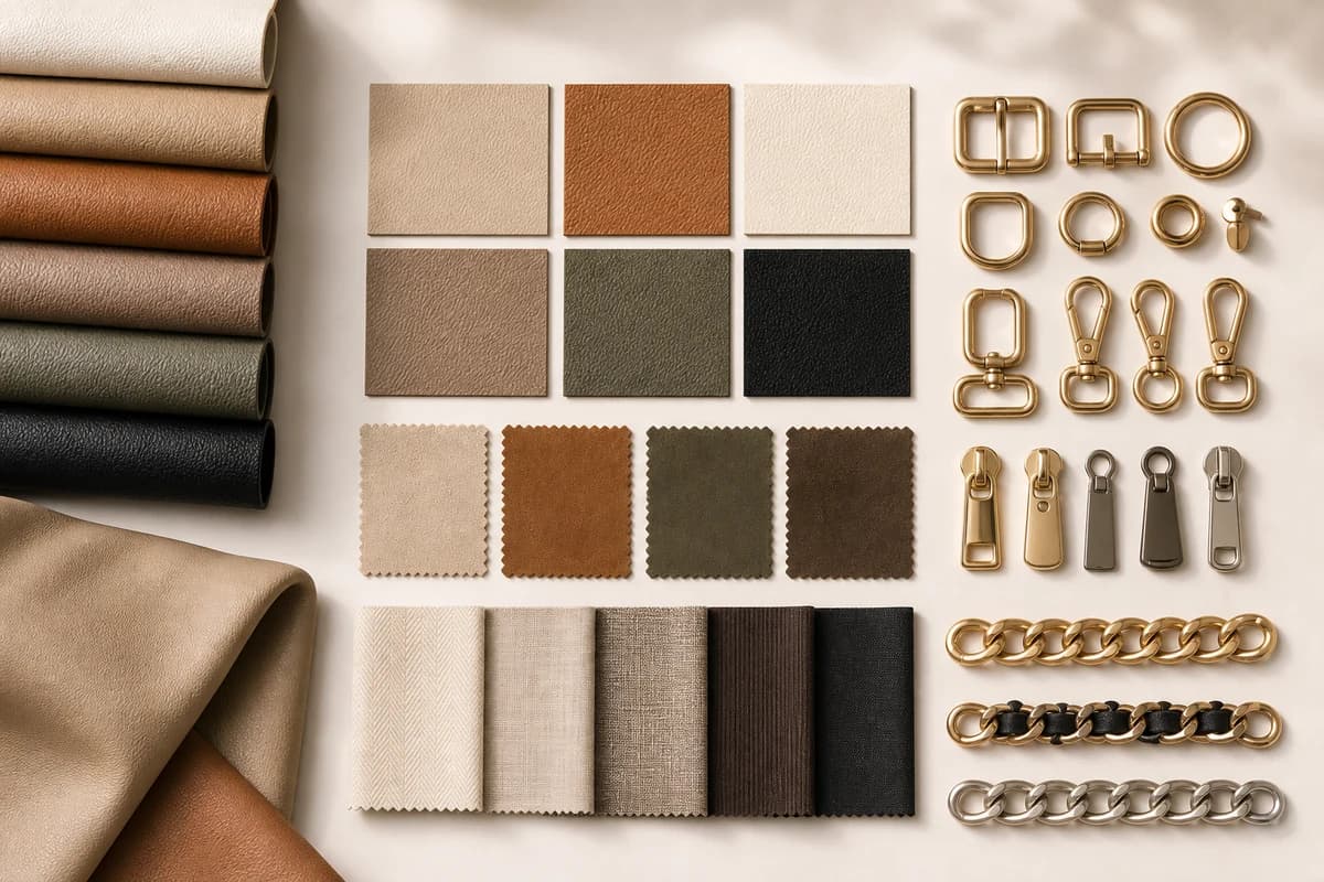 Wallets material swatches hardware and color options
