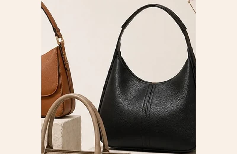Vegan Leather Bags neutral color product photography for private label buyers